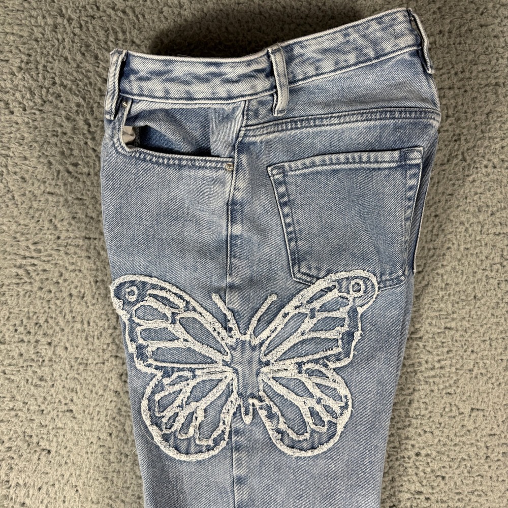 Pacsun 90s Boyfriend Jeans Size 24 Butterfly Light Wash High Rise - Picture 3 of 11